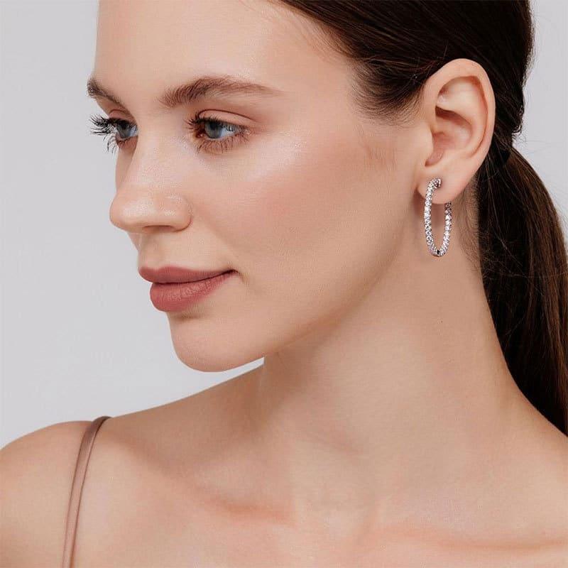 Brinco Feminino de Argola Moissanite Clas Luxury