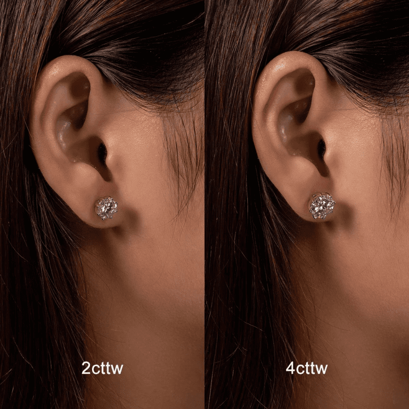 Brinco  Ponto de luz com Moissanite 8 garras