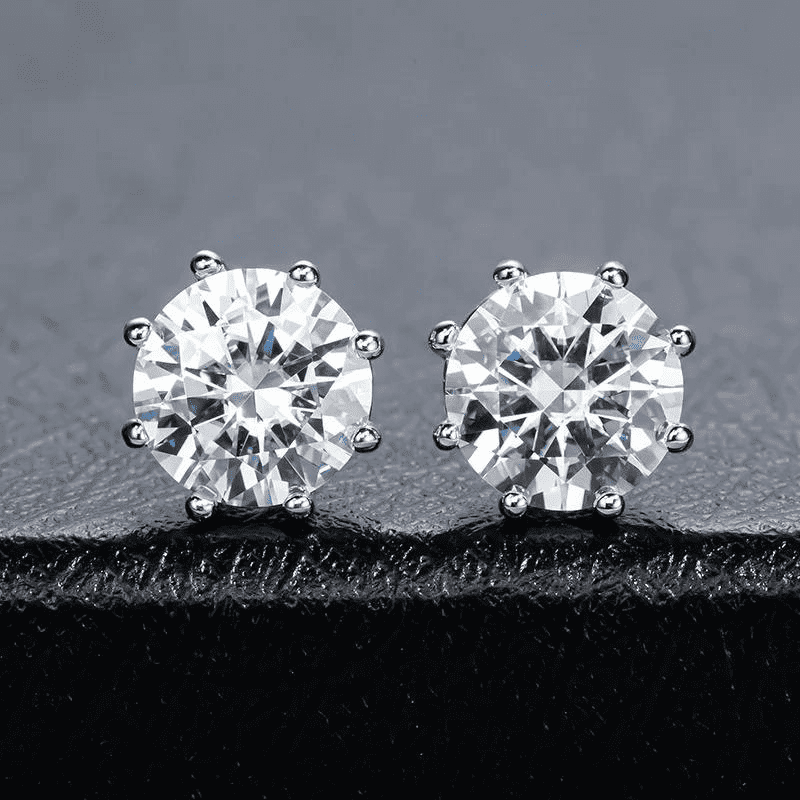 Brinco  Ponto de luz com Moissanite 8 garras