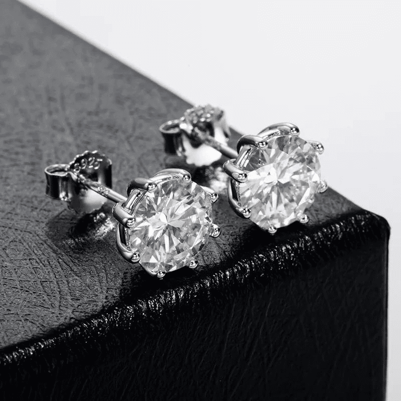 Brinco  Ponto de luz com Moissanite 8 garras