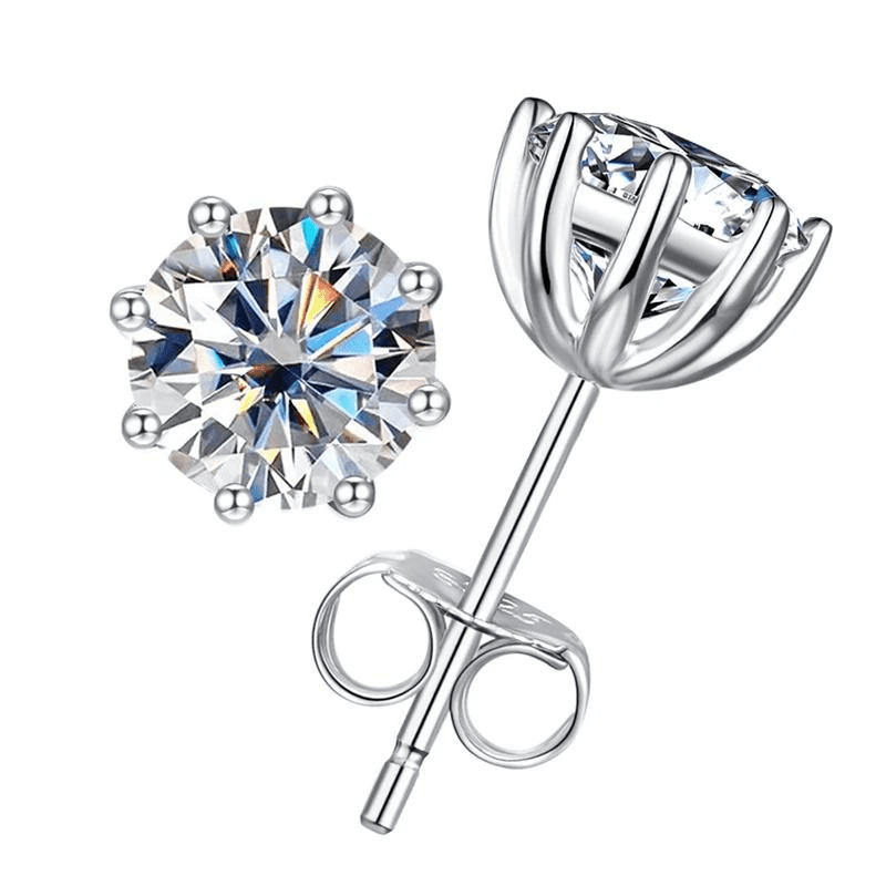 Brinco  Ponto de luz com Moissanite 8 garras