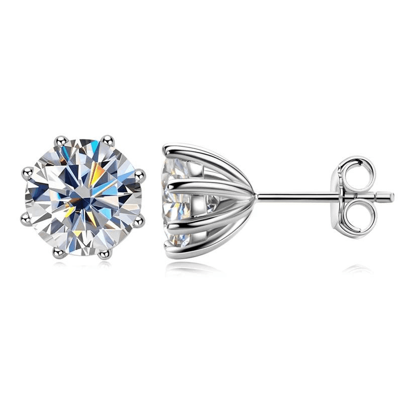 Brinco  Ponto de luz com Moissanite 8 garras