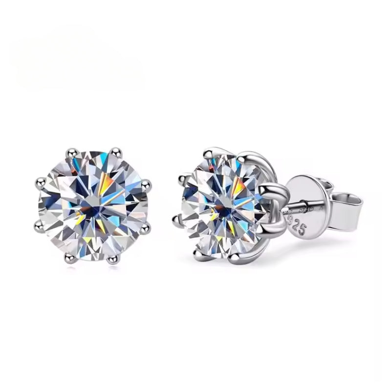 Brinco  Ponto de luz com Moissanite 8 garras